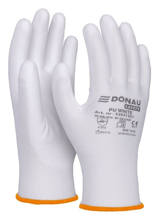 Rękawice Donau Safety PU White rozm.9 białe