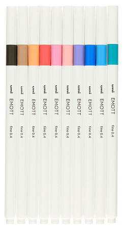 Cienkopisy Uni Emott No.2 0.4mm 10 kolorów