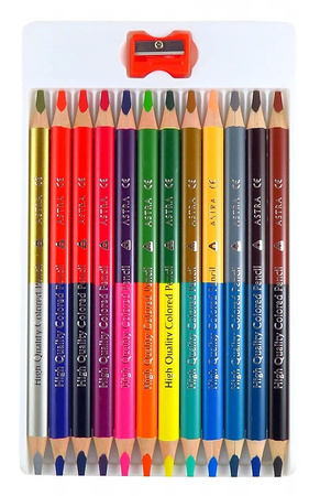 Kredki ołówkowe Astra Jumbo dwustronne trójkątne 24 kolory