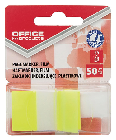 Zakładki indeksujące OFFICE PRODUCTS, PP, 25x43mm, 1x50 kart., blister, niebieskie