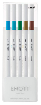 Cienkopisy Uni Emott No.4 0.4mm 5 kolorów