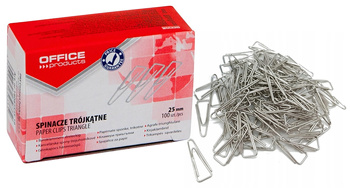 Spinacze trójkątne OFFICE PRODUCTS, 25mm, 100szt., srebrne