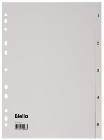 Przekładki PP Biella A4 1-5 szare