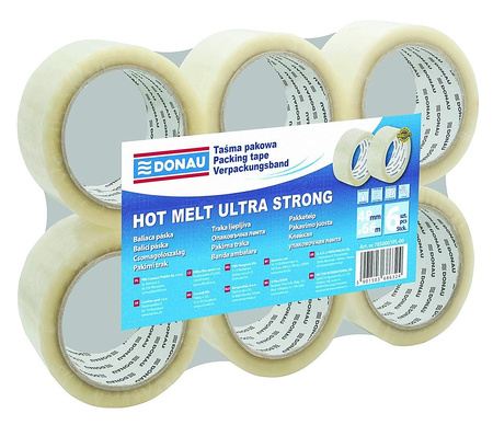 Taśma pakowa DONAU Hot-Melt , 48mm, 66m, 50mikr., brązowa
