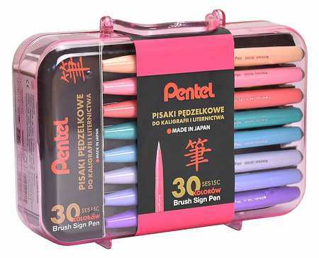 Pisaki pędzelkowe Pentel Brush Sign Pen SES15C 30 kolorów