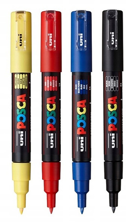 Markery z farbą plakatową Uni POSCA PC-1M 4 kolory
