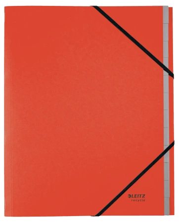 Teczka PP z gumką Leitz Recycle A4 12 przekładek czerwona