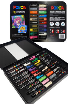 Markery z farbą plakatową Uni POSCA zestaw (20)