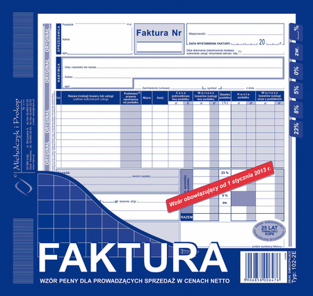 FAKTURA VAT 2/3 A4 (O+1K)