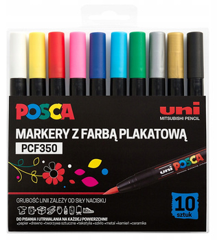 Markery z farbą plakatową Uni POSCA PCF-350 10 kolorów