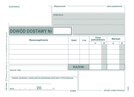 DOWÓD DOSTAWY A6 (WIELOKOPIA)