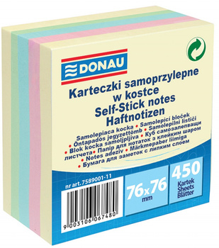 Karteczki Donau 76x76mm mix kolorów (450)