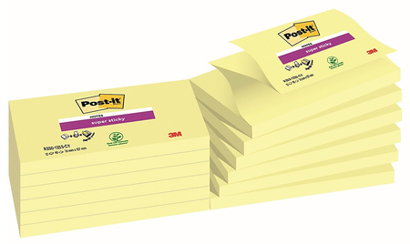 Karteczki Post-it Super Sticky Z-Notes 76x127mm R350-12SS-CY żółte (90)