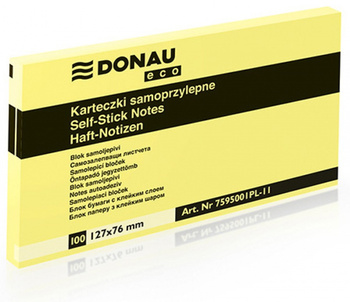 Karteczki Donau Eco 76x127mm żółte (100)