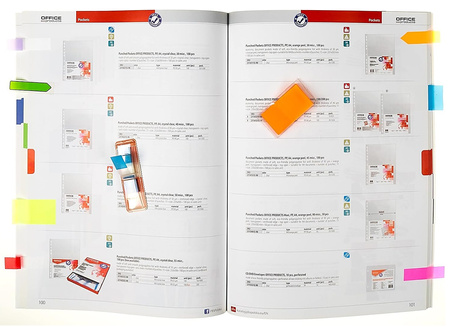 Zakładki indeksujące OFFICE PRODUCTS, PP, standard, 12x43mm, 4x35 kart., blister, mix kolorów