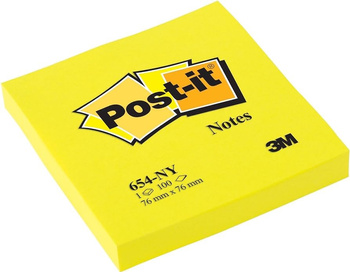 Karteczki Post-it 76x76mm (654-NY) jaskrawożółte (100)