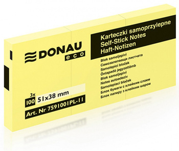 Karteczki Donau Eco 38x51mm żółte (3x100)