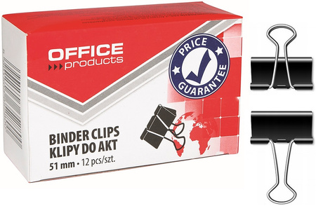 Klipy do dokumentów Office Products 51mm czarne (12)