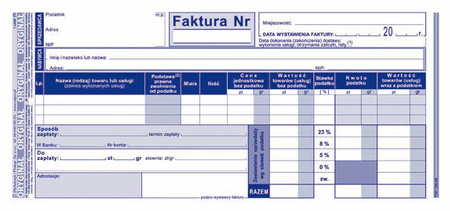 FAKTURA VAT 1/3 A4 (O+1K)