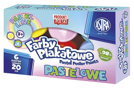 Farby plakatowe Astra 20ml pastelowe x6 kolorów