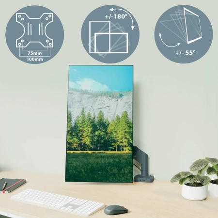 Ramię na monitor i laptop Leitz Ergo ciemnoszare