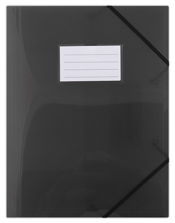 Teczka z gumką DONAU, PP, A4, 480mikr., 3-skrz., półtransparentna dymna