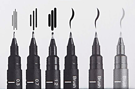 Cienkopisy kreślarske Uni Pin-200 zestaw szare (6)