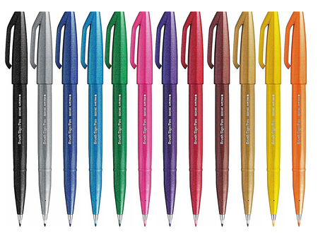 Pisaki pędzelkowe Pentel Brush Sign Pen SES15C 12 kolorów