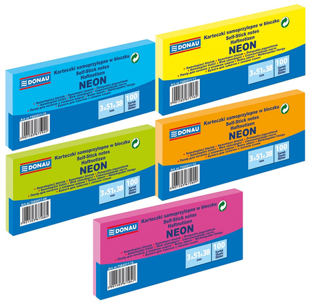 Karteczki Donau 38x51mm neon różowe (3x100)