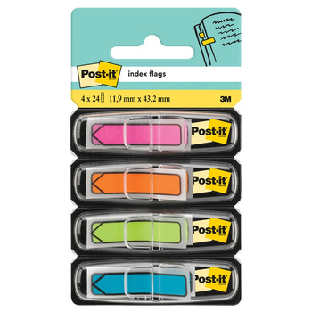 ZAKŁADKI POST-IT 12*43mm STRZAŁKI 4 KOLORY NEON (4x24)