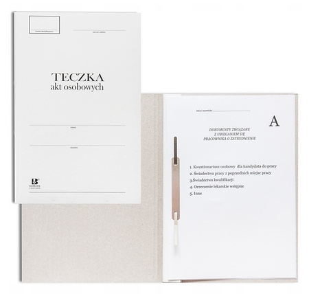 Teczka kartonowa akt osobowych Barbara A4/170g biała