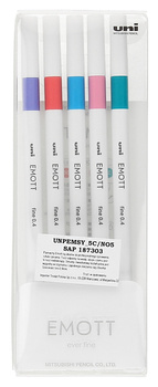 Cienkopisy Uni Emott No.5 0.4mm 5 kolorów