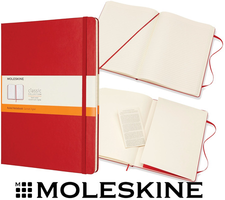 Notatnik Moleskine Classic XL (19x25cm) linie czerwony