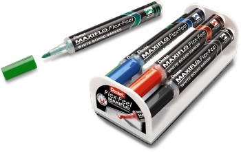Markery do tablic Pentel Maxiflo Flex-Feel MWL5S (+ czyścik) 4 kolory