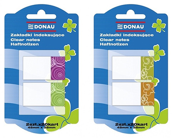 Zakładki indeksujące DONAU, PP, 25x45mm, 2x20 kart., mix kolorów