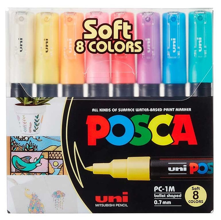Markery z farbą plakatową Uni POSCA PC-1MR 8 kolorów