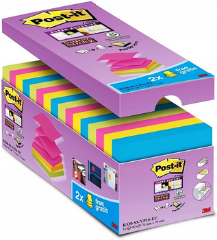 Karteczki Post-it Super Sticky Z-Notes 76x76mm  mix kolorów (16x90)