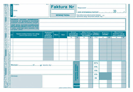 FAKTURA WEWNĘTRZNA A5 (O+1K)