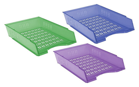 Szufladka na biurko DONAU, 370x256x70mm, ażurowa, transparentna fioletowa