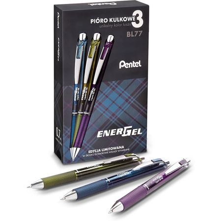 Pióra kulkowe Pentel EnerGel BL77 (+3 wkłady) (3+3