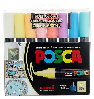 Markery z farbą plakatową Uni POSCA PC-5M 8 kolorów