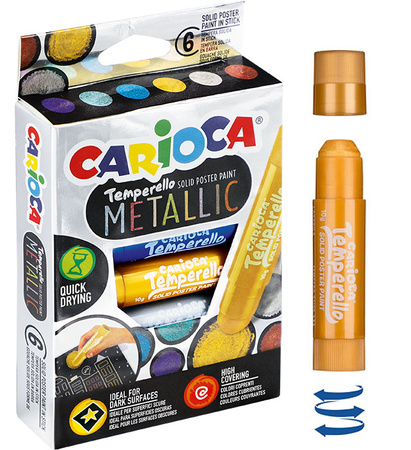 Farby w sztyfcie Carioca Tamparello Metallic 6 kol