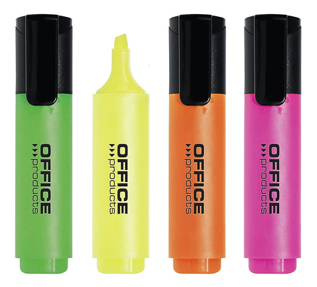 Zakreślacz fluorescencyjny OFFICE PRODUCTS, 2-5mm (linia), 4szt., mix kol.