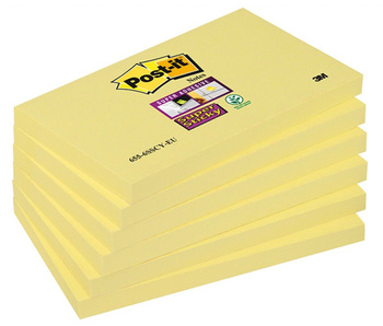 Karteczki Post-it Super Sticky 76x127mm (655-12SSCY-EU) żółte (12x90)