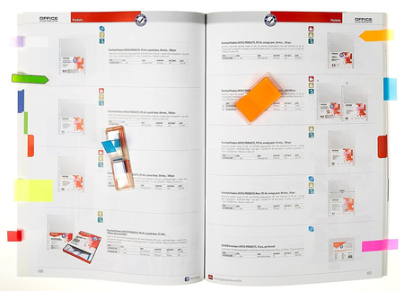 Zakładki indeksujące OFFICE PRODUCTS, PP, 12x43mm, 4x35 kart., zawieszka, mix kolorów neon