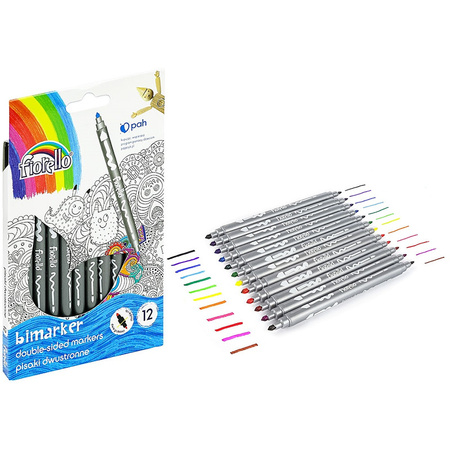 Flamastry Fiorello Bimarker dwustronne 12 kolorów