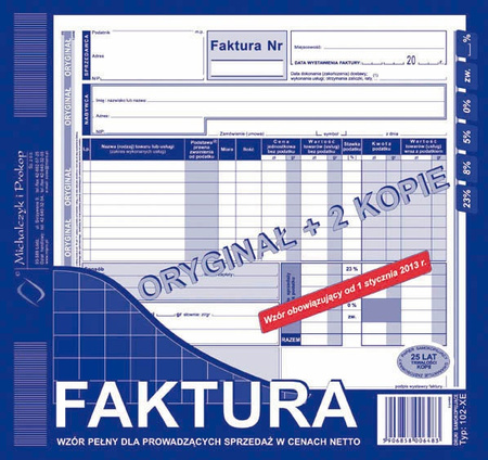 FAKTURA VAT 2/3 A4 (O+2K)