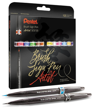 Pisaki pędzelkowe Pentel Brush Sign Pen Artist SESF30C 12 kolorów