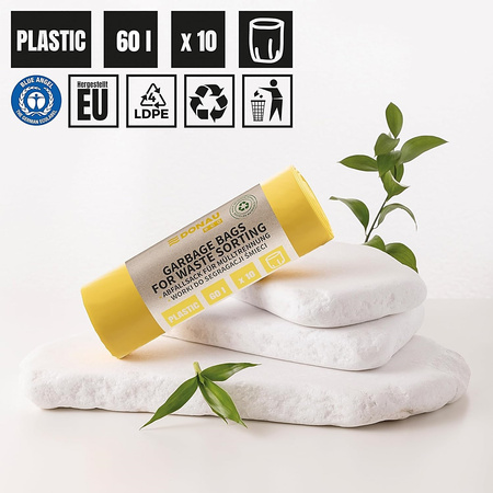 Worki na śmieci DONAU ECO, do segregacji plastiku, 60l, 10 szt., żółte 