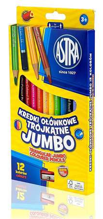 Kredki ołówkowe Astra Jumbo trójkątne 12 kolorów